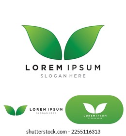 Logotipos de ecología de hoja de árbol verde elemento de naturaleza vector