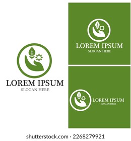 Logos of green Tree leaf ecology nature element vector