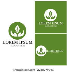 Logotipos de ecología de hoja de árbol verde elemento de naturaleza vector