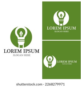 Logos von grünen Baumblätterökologie, Naturelement Vektorgrafik