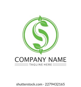 Logos of green Tree leaf ecology nature element vector