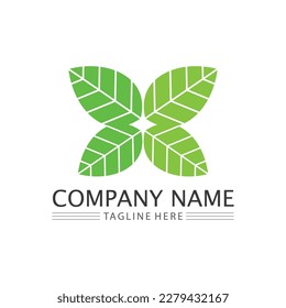 Logos of green Tree leaf ecology nature element vector