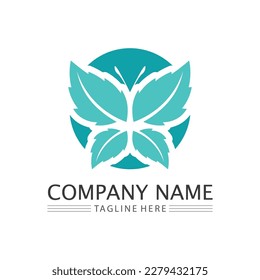 Logos of green Tree leaf ecology nature element vector