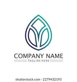 Logos of green Tree leaf ecology nature element vector
