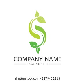 Logotipos de ecología de hoja de árbol verde elemento de naturaleza vector