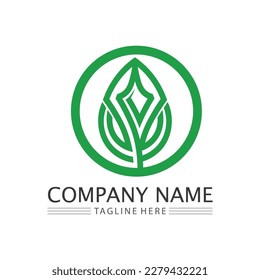 Logos of green Tree leaf ecology nature element vector