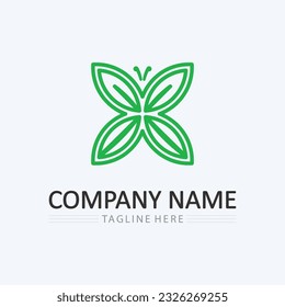 Logos of green Tree and leaf ecology nature element vector