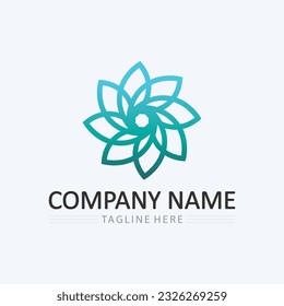 Logotipos de árbol verde y ecología hoja elemento de naturaleza vector