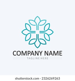 Logos of green Tree and leaf ecology nature element vector