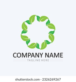 Logos of green Tree and leaf ecology nature element vector