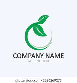 Logos of green Tree and leaf ecology nature element vector