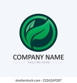 Logos of green Tree and leaf ecology nature element vector