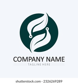 Logos of green Tree and leaf ecology nature element vector