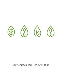 Logos of green Tree leaf ecology nature element vector