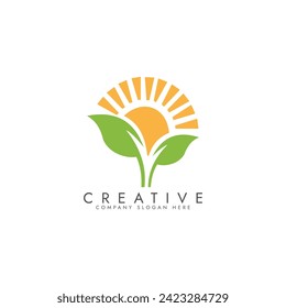 Logos of green Tree leaf ecology Vector