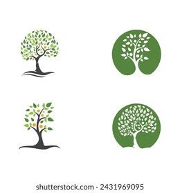 Logos of green Tree leaf ecology nature element vector