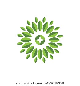 Logos of green Tree leaf ecology nature element vector