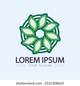 Logos of green Tree leaf ecology nature element vector