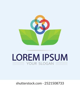 Logos of green Tree leaf ecology nature element vector