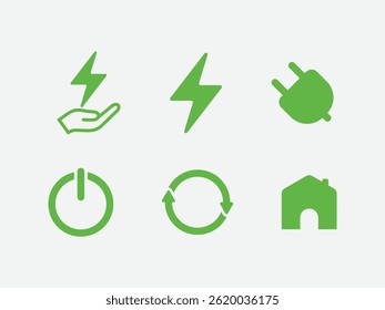 Logos of green Tree leaf ecology nature element vector. Energy sources linear icons
Energy sources linear icons