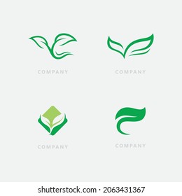Logos of green Tree leaf nature vector