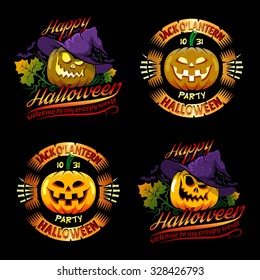 Logos with halloween brightly colored pumpkin. Textures are grouped and can be easily removed.