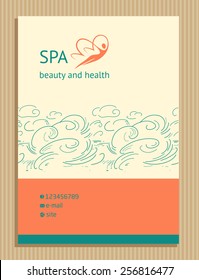 Logos and identification. Flyer, cover. Aesthetics, relaxation, spa. Woman Butterfly.  Health and beauty. 