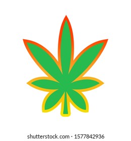 Logos with a leaf of marijuana. Cannabis leaf. Vector illustration.
