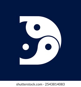 Los logotipos son la letra D y el yin yang. Esquema y único.