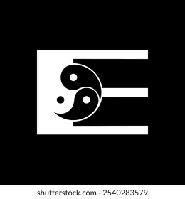 Logos are the letter E and yin yang. Outline and unique.