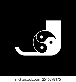 Los logotipos son la letra J y el yin yang. Esquema y único.