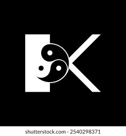 Logos are the letter K and yin yang. Outline and unique.