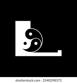 Los logotipos son la letra L y el yin yang. Esquema y único.