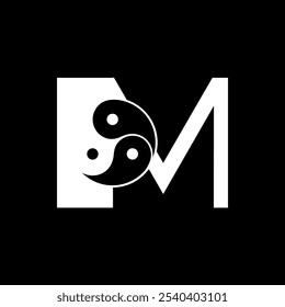 Logos are the letter M and yin yang. Outline and unique.