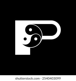 Logos are the letter P and yin yang. Outline and unique.