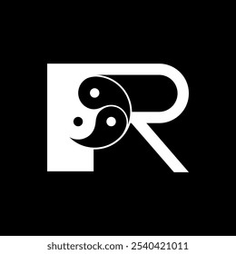 Logos are the letter R and yin yang. Outline and unique.