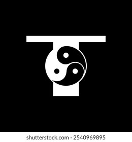 Logos are the letter T and yin yang. Outline and unique.