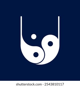 Los logotipos son la letra U y el yin yang. Esquema y único.