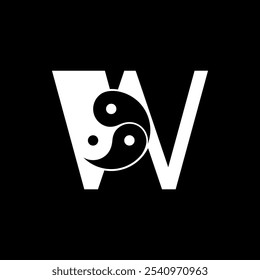 Los logotipos son la letra W y el yin yang. Esquema y único.