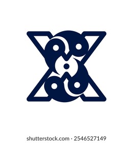 Los logotipos son la letra X y la letra S yin yang. Esquema y único.