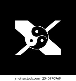 Los logotipos son la letra X y el yin yang. Esquema y único.