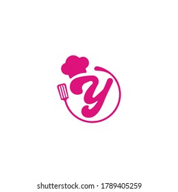 logotipos con letra Y, Espatula y sombrero de chef que lo hacen idéntico a cocina y chef, pueden ser usados para logos e íconos