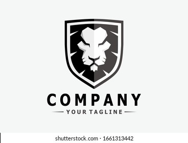 logos of lion heads and shields