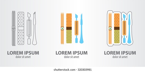 Logos manicure tools, contour logo, stroke logo