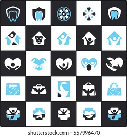 Logos mega set, travel logos, home vectors, dental icons, travel and tourism logos, love and care illustration, happy and victory logo.