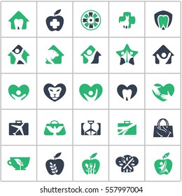 Logos mega set, travel logos, home vectors, dental icons, travel and tourism logos, love and care illustration, happy and victory logo.