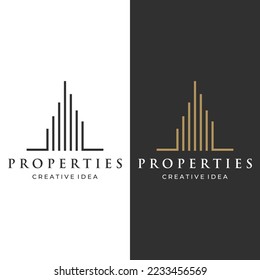 Logos of modern and elegant luxury apartment buildings, houses, hotels and buildings isolated background.Logos for business,architecture, construction and building.