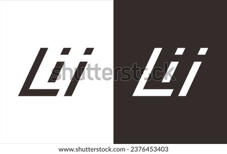the logo's monogram forms the letters 'l' and 'i'. black and white background. Stok fotoğraf © 