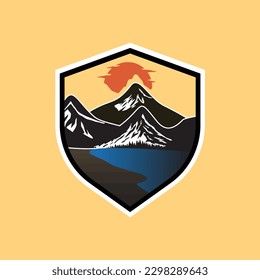 logos with mountains in flat design