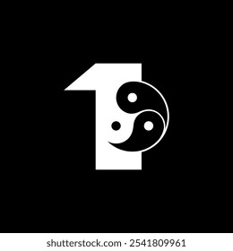 Los logotipos son el número 1 y el yin yang. Esquema y único.